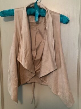 Beige Suede Drape Front Vest by Bebe